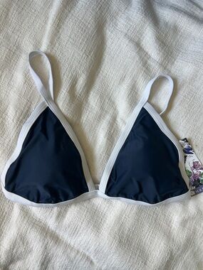 New Hapari Navy & White Triangle Sport Bikini Top - L/12-14